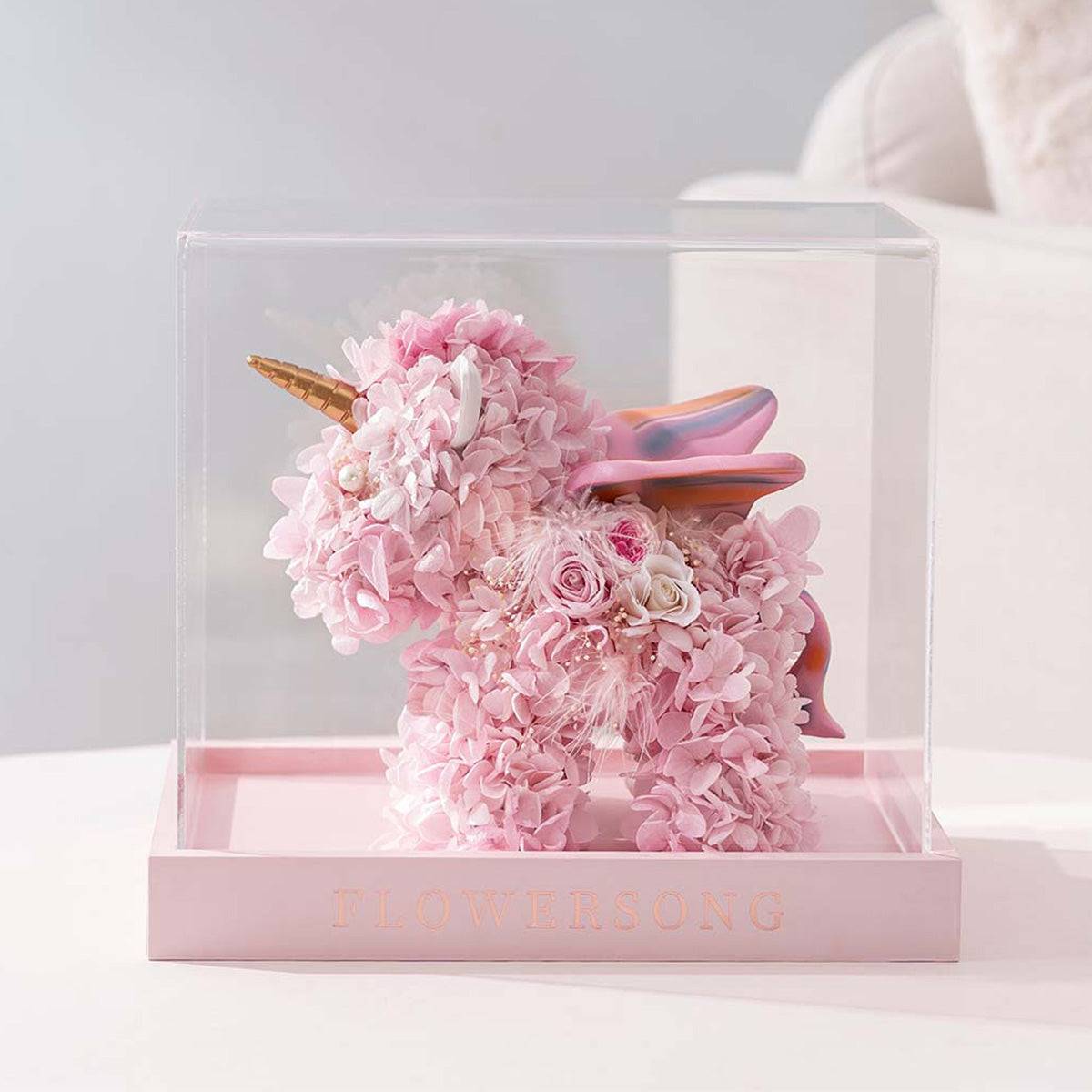 Everlasting Rose Glass Flower Box I Smokey Pink I Birthday Gift