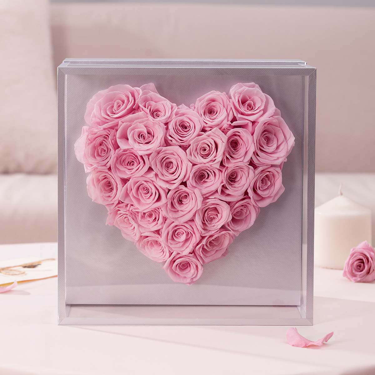 Eternal Heartfelt Pink Roses Box | Flowersong | Forever Roses ...