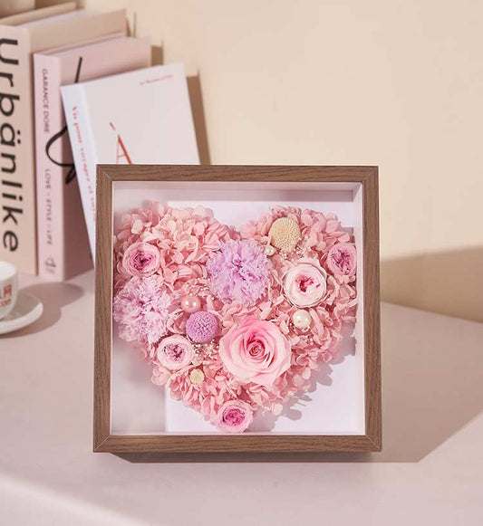 Pink Carnation Photo Frame-Preserved Flower Gift
