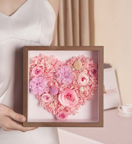 Pink Carnation Photo Frame-Preserved Flower Gift