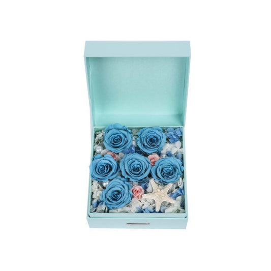 Deep Ocean Forever Roses Box - Flowersong | Preserved Roses in Full Bloom