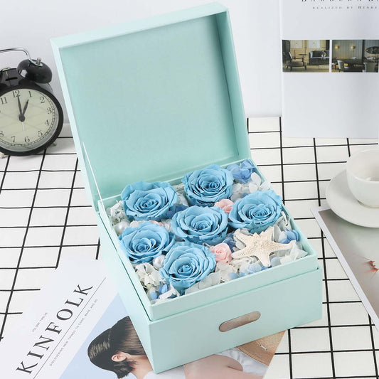 Deep Ocean Forever Roses Box - Flowersong | Preserved Roses in Full Bloom