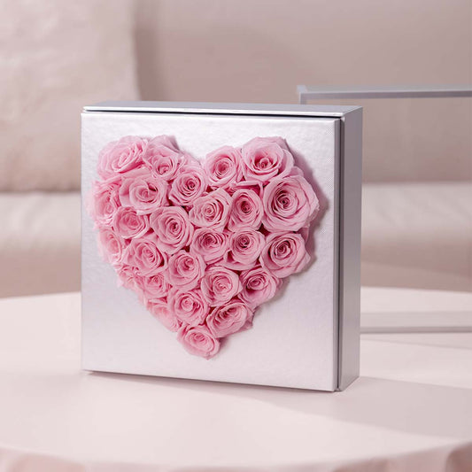 Eternal Heartfelt Pink Roses Box - Flowersong | Preserved Roses in Full Bloom