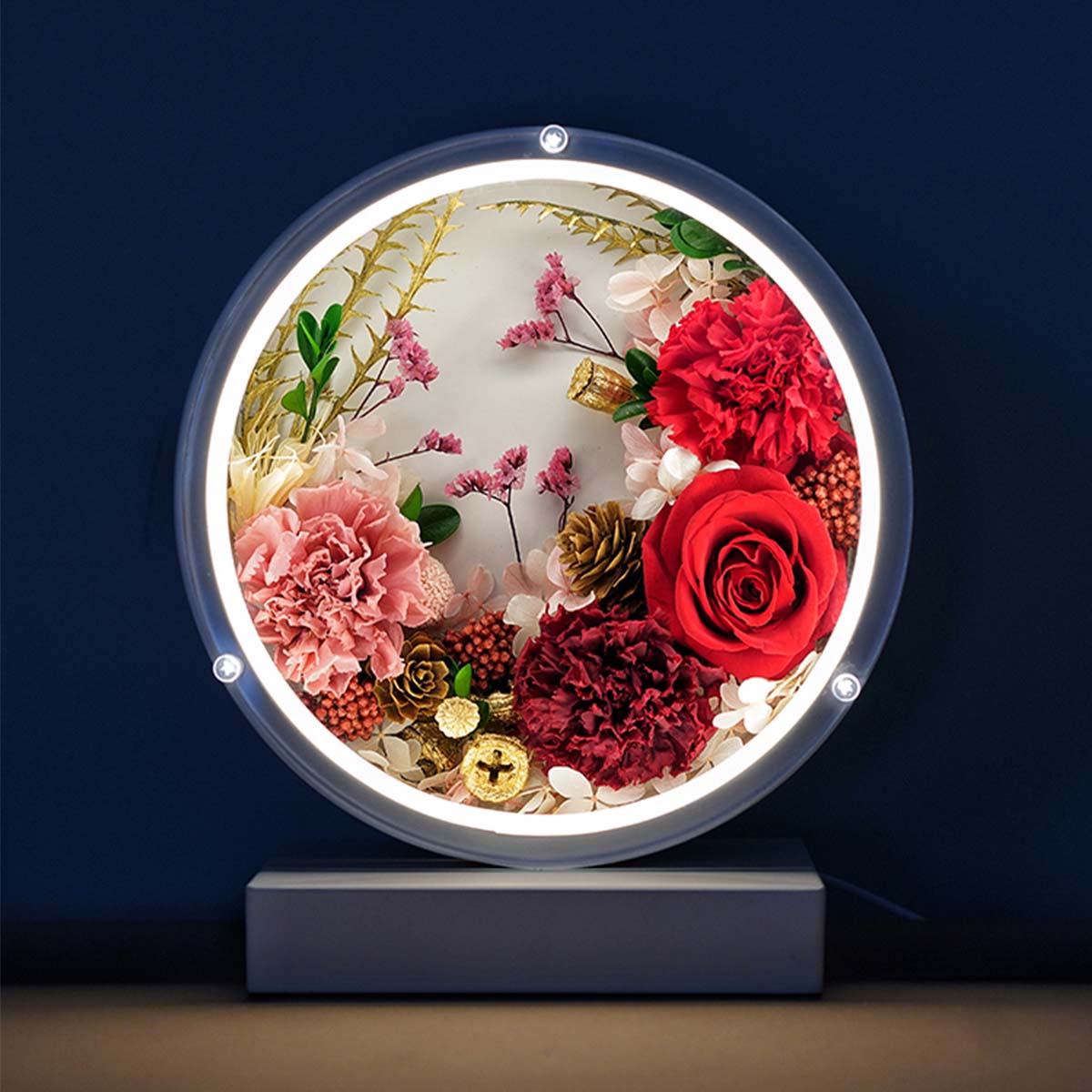 Forever Carnation Halo Ambient Light - Flowersong | Preserved Roses in Full Bloom