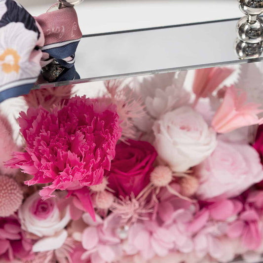 Pink Forever Roses Mirror Handbag - Flowersong | Preserved Roses in Full Bloom