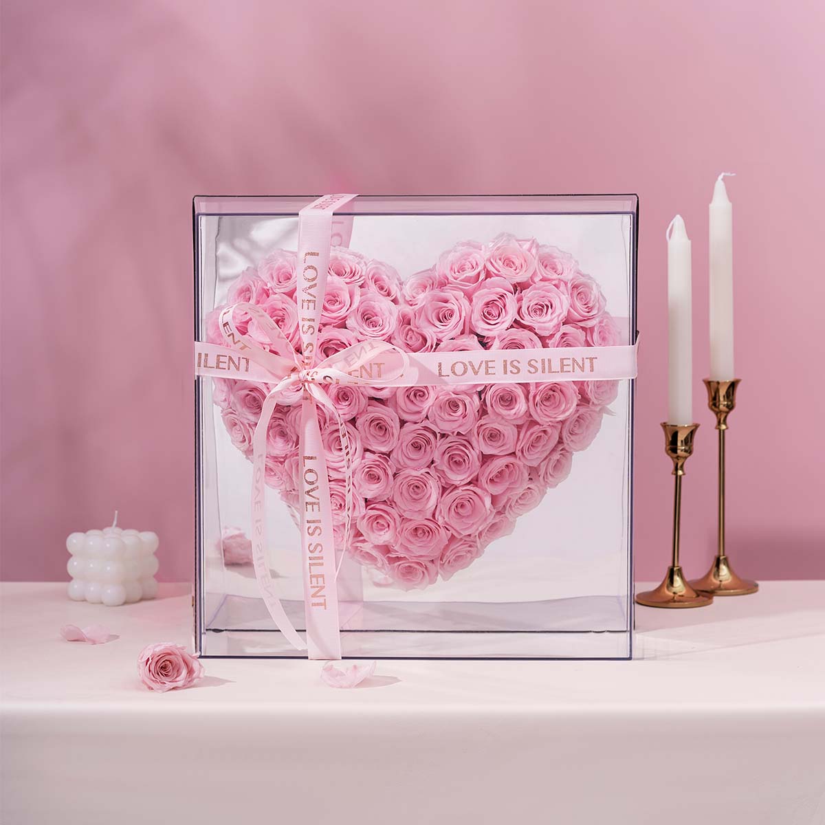 Love at First Sight - Pink Forever Roses Box - Flowersong | Preserved ...