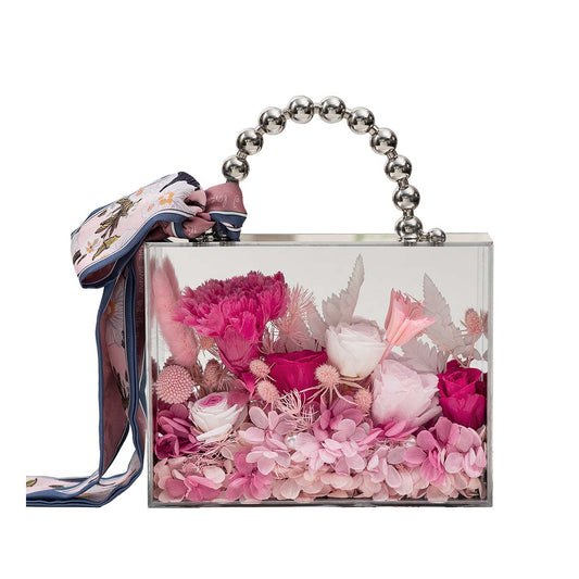 Pink Forever Roses Mirror Handbag - Flowersong | Preserved Roses in Full Bloom