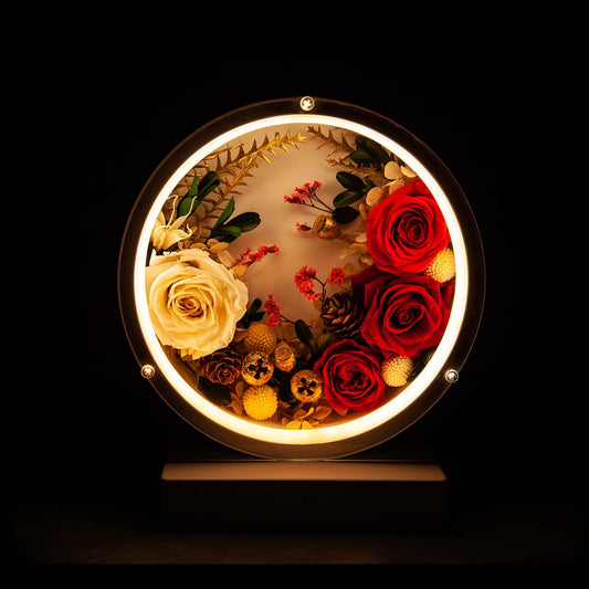 Red Forever Roses Halo Ambient Light - Flowersong | Preserved Roses in Full Bloom