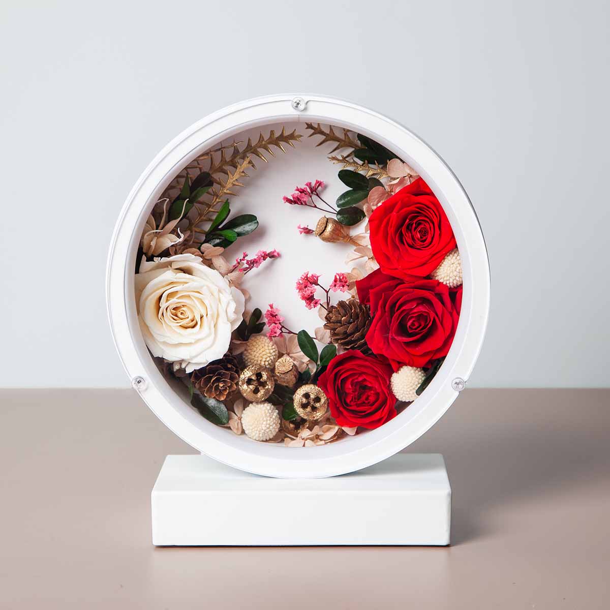 Red Forever Roses Halo Ambient Light - Flowersong | Preserved Roses in Full Bloom